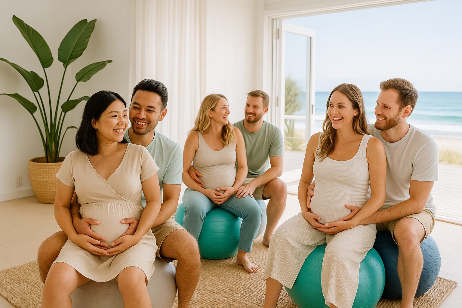 Hypnobirthing class with couples learning together