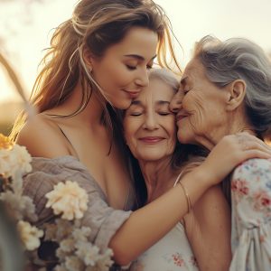 Three generations of women representing generational healing through mother wound work