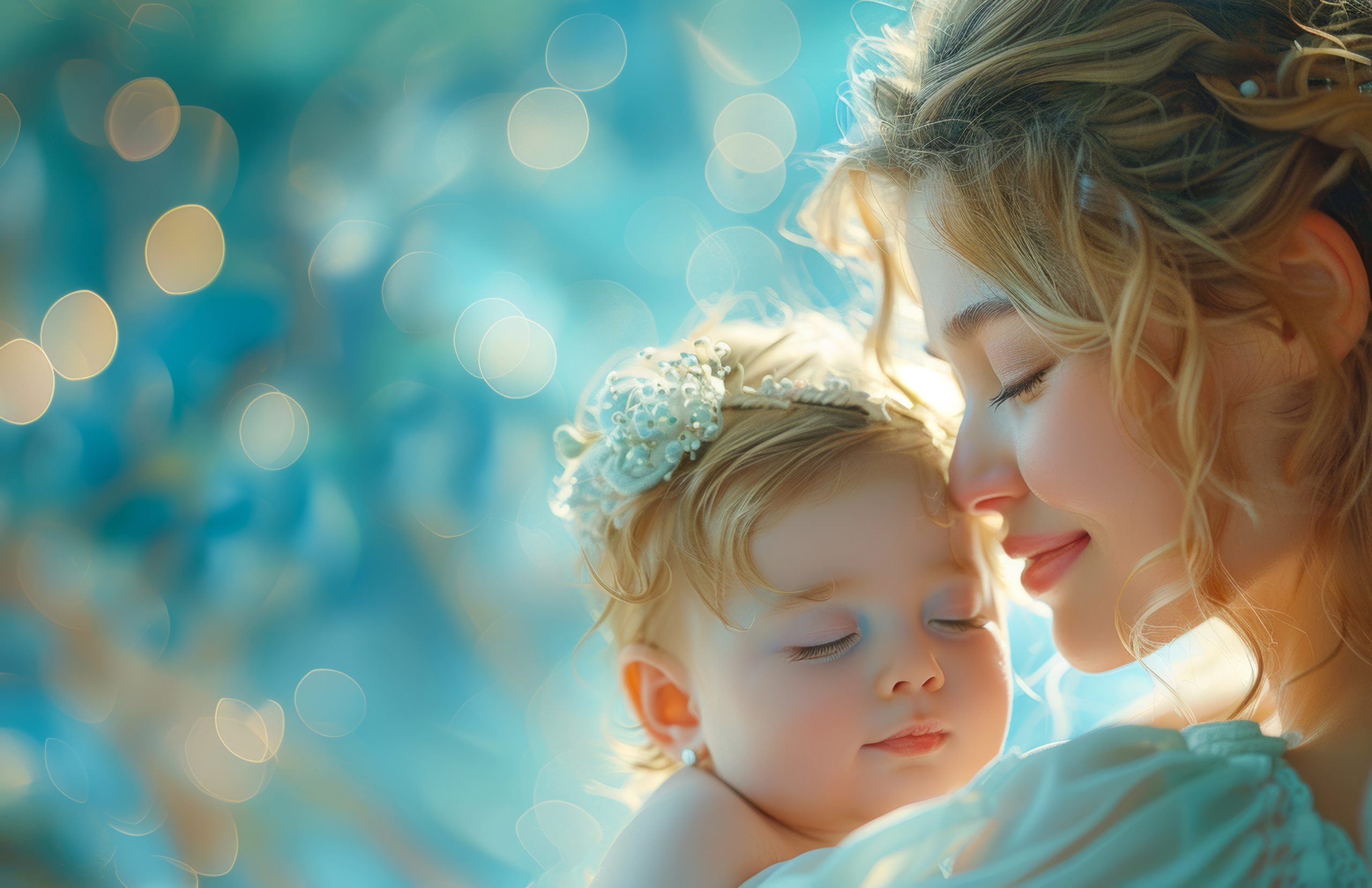 Happy mother and baby in peaceful home