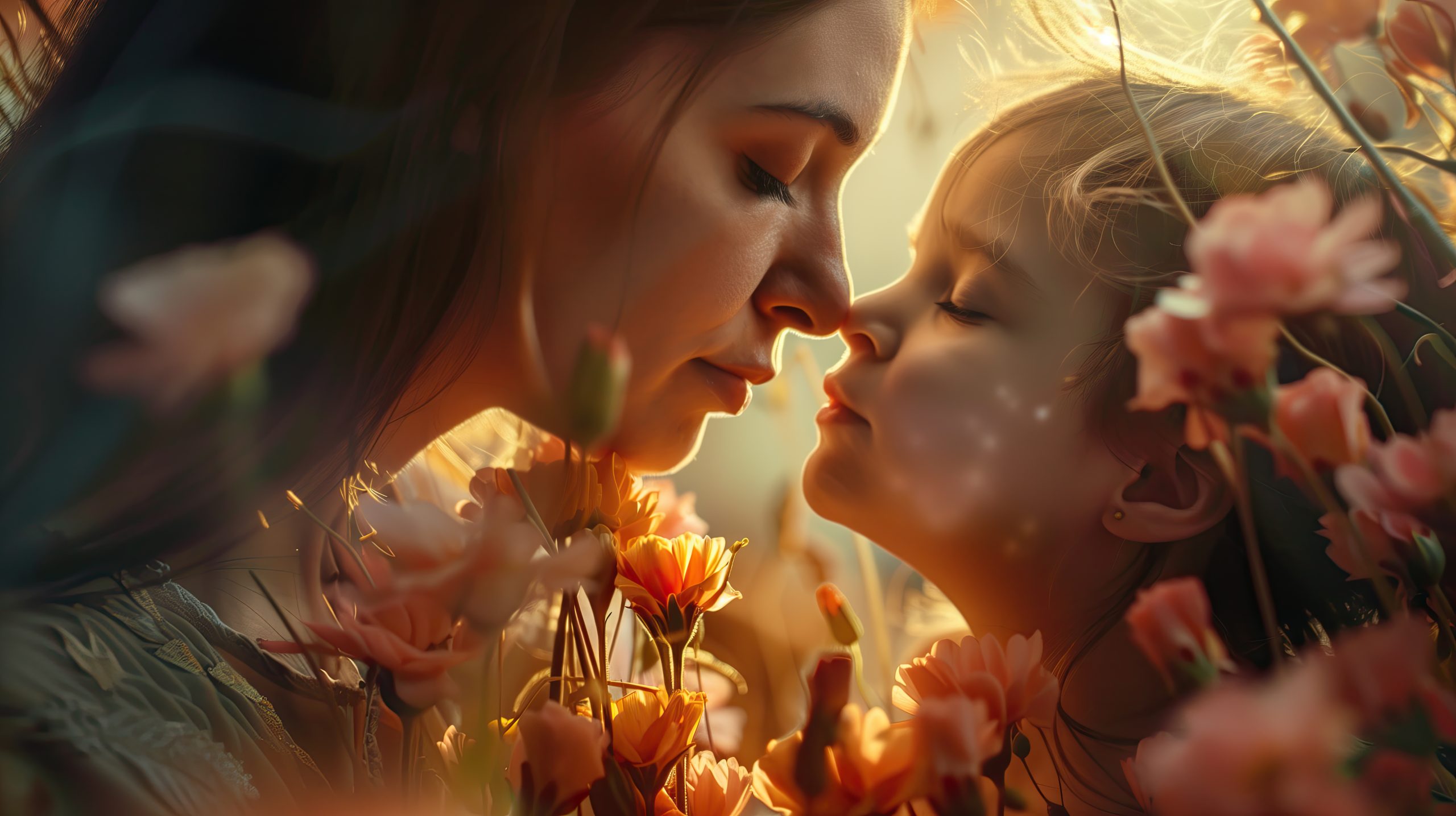Peaceful mother and child - transformation complete