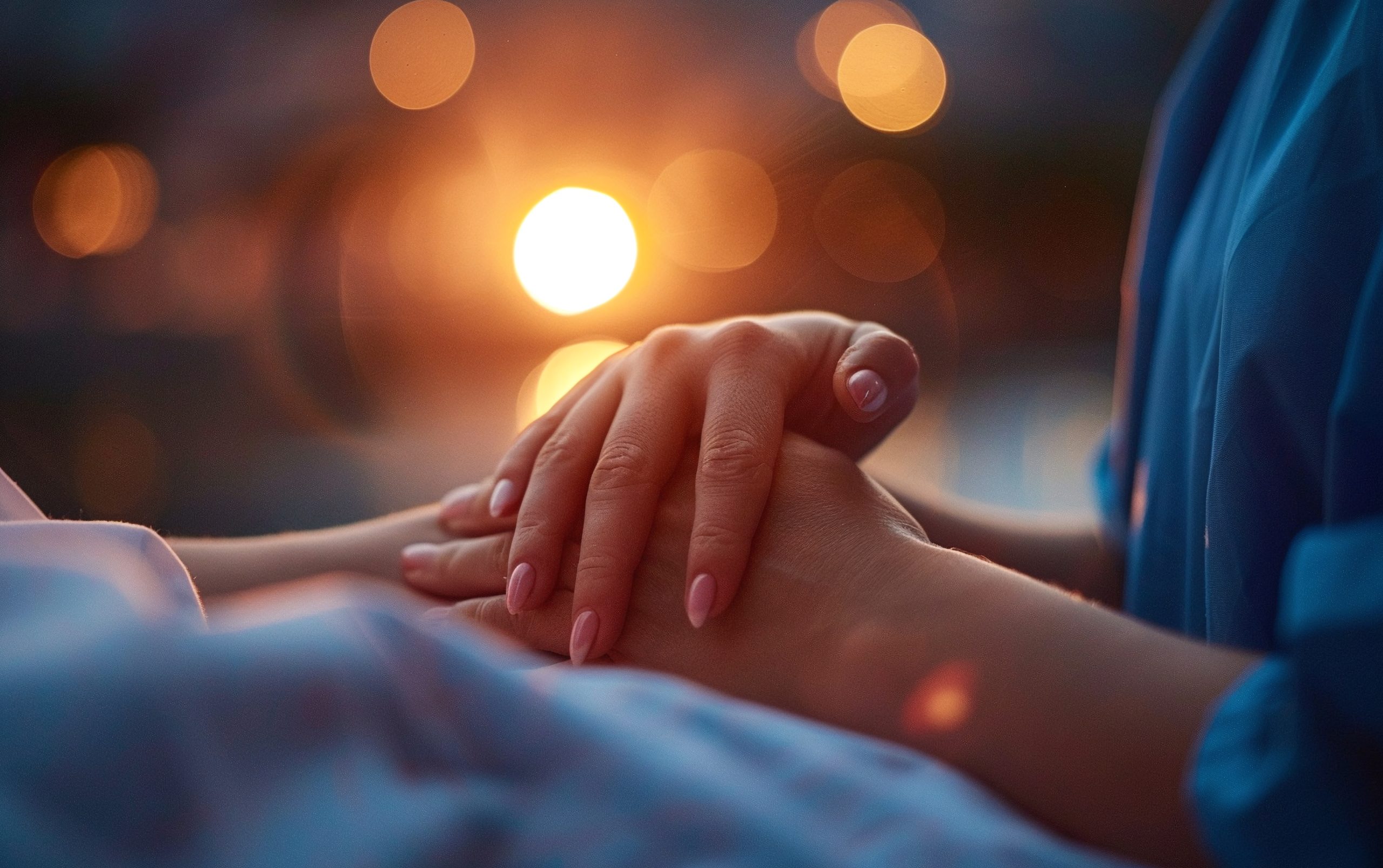 Caring supportive hands during vulnerable moments