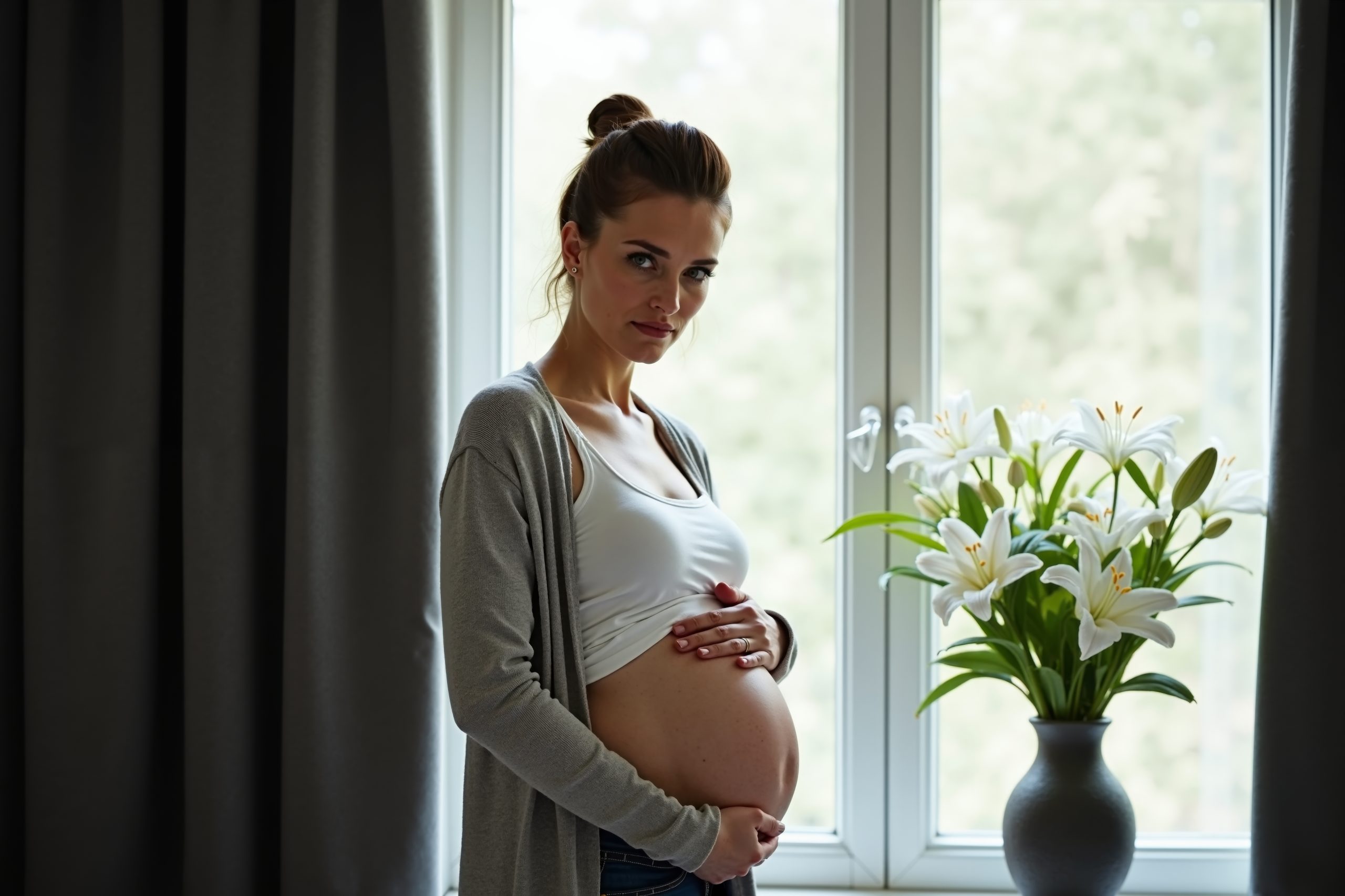 Pregnant woman feeling thoughtful