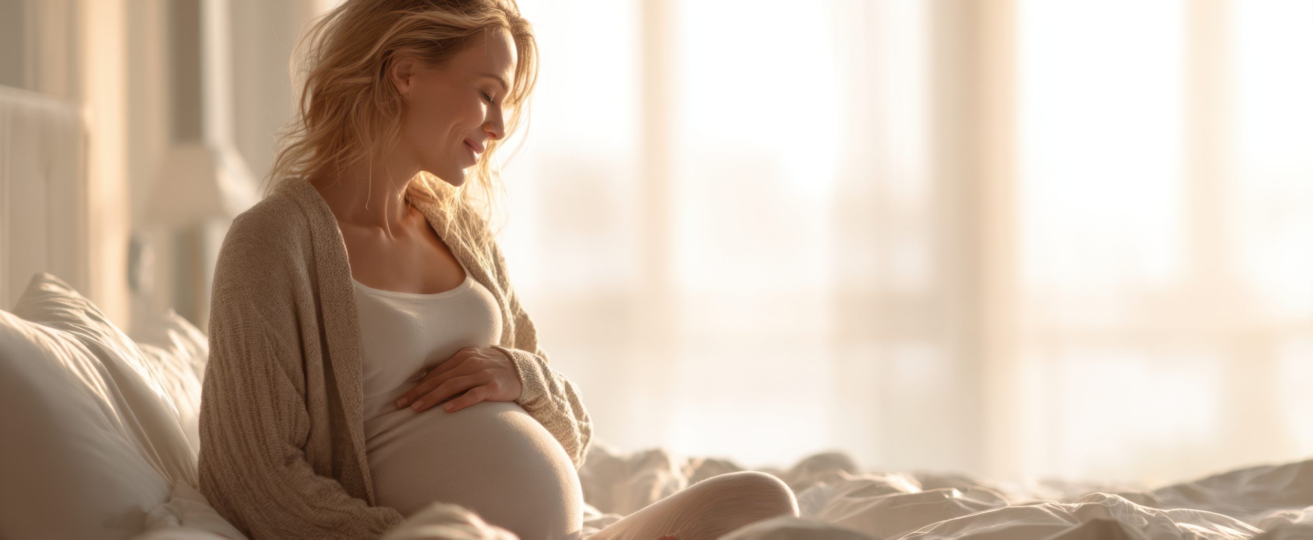 Serene woman using hypnobirthing techniques