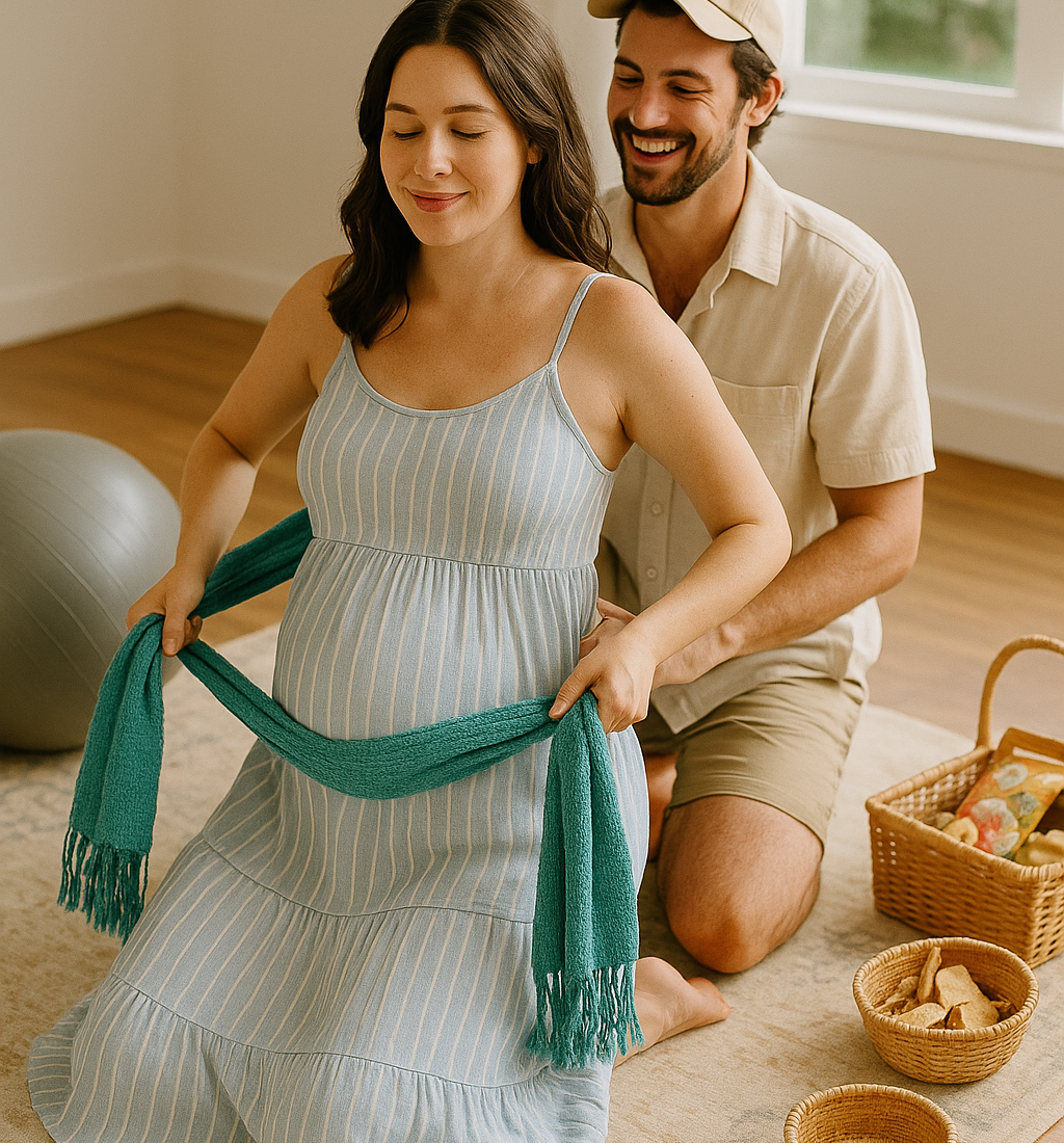 Team birth in action — she’s grounded, he’s got her back, and that rebozo’s doing wonders