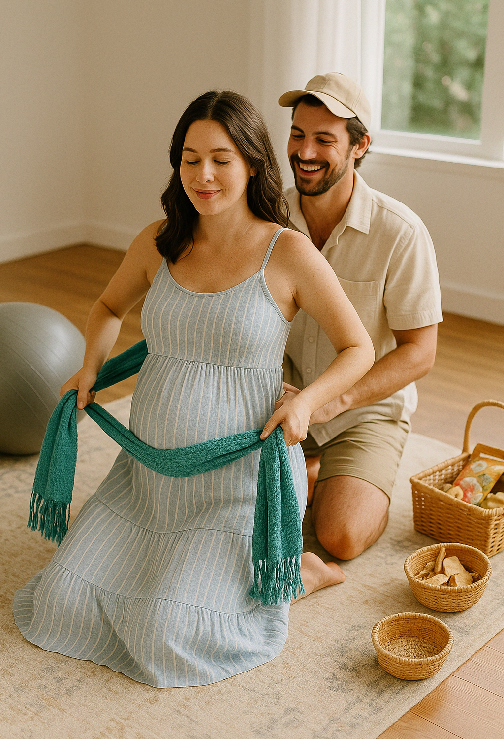 Rebozo technique with partner support Team birth in action — she’s grounded, he’s got her back, and that rebozo’s doing wonders